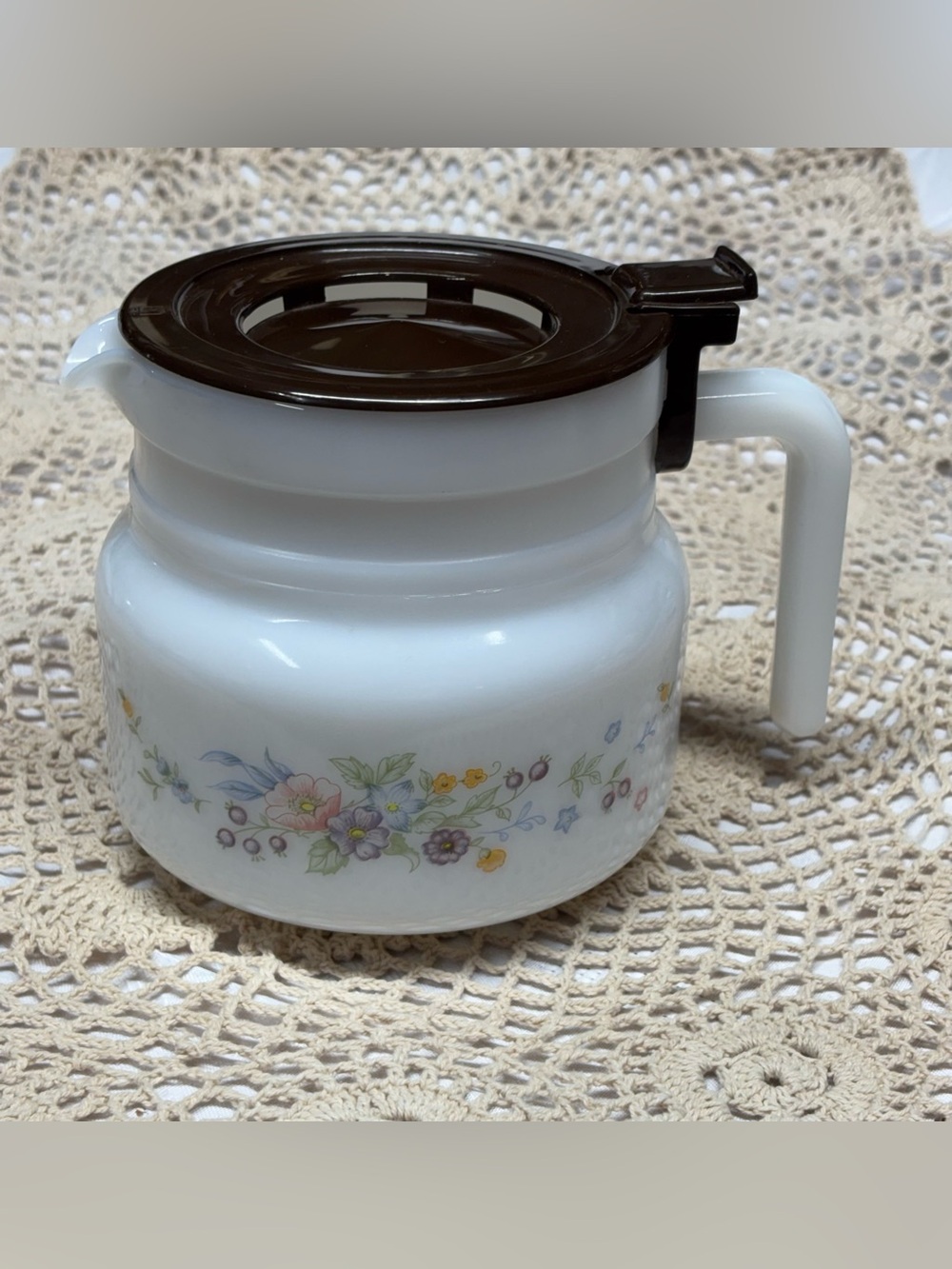Classic Arcopal France Milk Glass Coffee Carafe Victoria Pattern